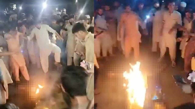 কোরআন অবমাননা : পাকিস্তানে এক ব্যক্তিকে পিটিয়ে-পুড়িয়ে হত্যা